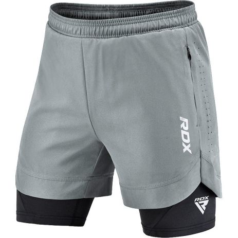 Компрессионные шорты для RDX MMA T16 2-в-1 GREY/BLACK-L