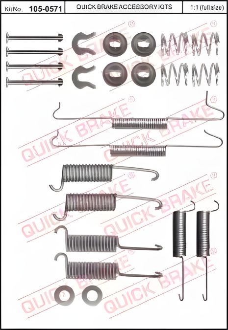 QUICK BRAKE 105-0571 комплект пружинок колодок ручника VW T3 -91 (VAG)