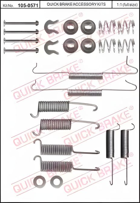 Монтажный комплект тормозных колодок для VW TRANSPORTER, QUICK BRAKE (1050571)