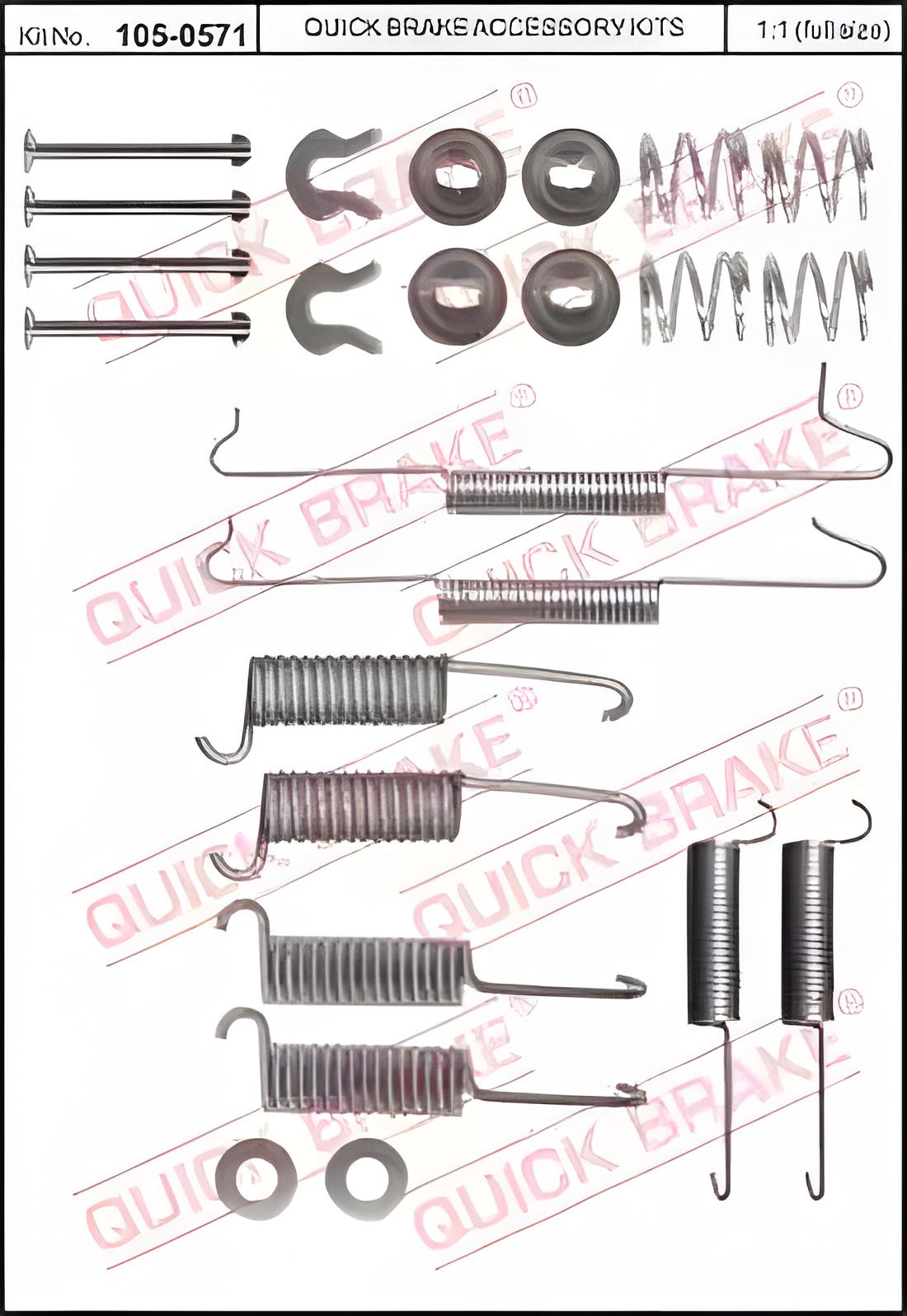 105-0571 QUICK BRAKE Комплект пружинок колодок ручника VW T3 -91 (VAG) 105-0571 QUICK BRAKE Комплект пружинок колодок ручника VW T3 -91 (VAG)