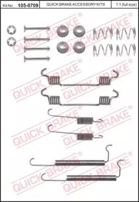 105-0709 QUICK BRAKE Комплект пружинок колодок ручника Opel Astra F/Corsa A 82-98 (Opel)