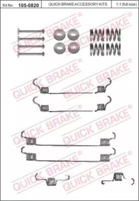 Монтажный к-кт тормозных колодок OPEL AGILA, PEUGEOT 108, CITROËN C1, QUICK BRAKE (1050820)