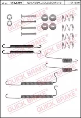 105-0628 QUICK BRAKE Комплект пружинок колодок ручника Opel Corsa A/Kadett D 1.0-1.5TD 79-93 (Delco)