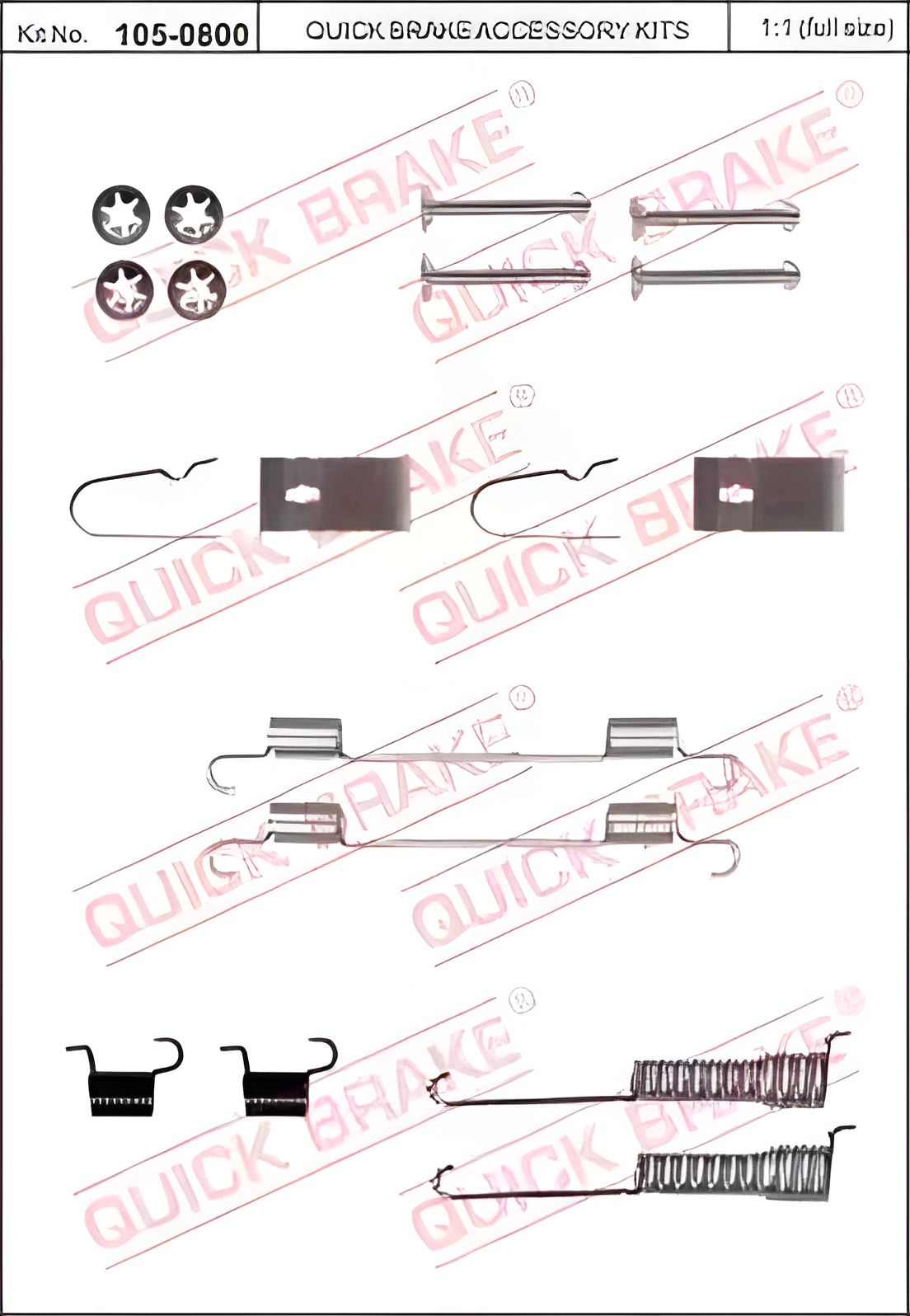 Колодок ручного гальма пружинок комплект QUICK BRAKE 105-0800 Колодок ручного гальма пружинок комплект QUICK BRAKE 105-0800