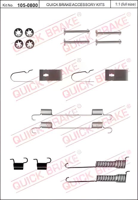 Колодок ручного гальма пружинок комплект QUICK BRAKE 105-0800 Колодок ручного гальма пружинок комплект QUICK BRAKE 105-0800