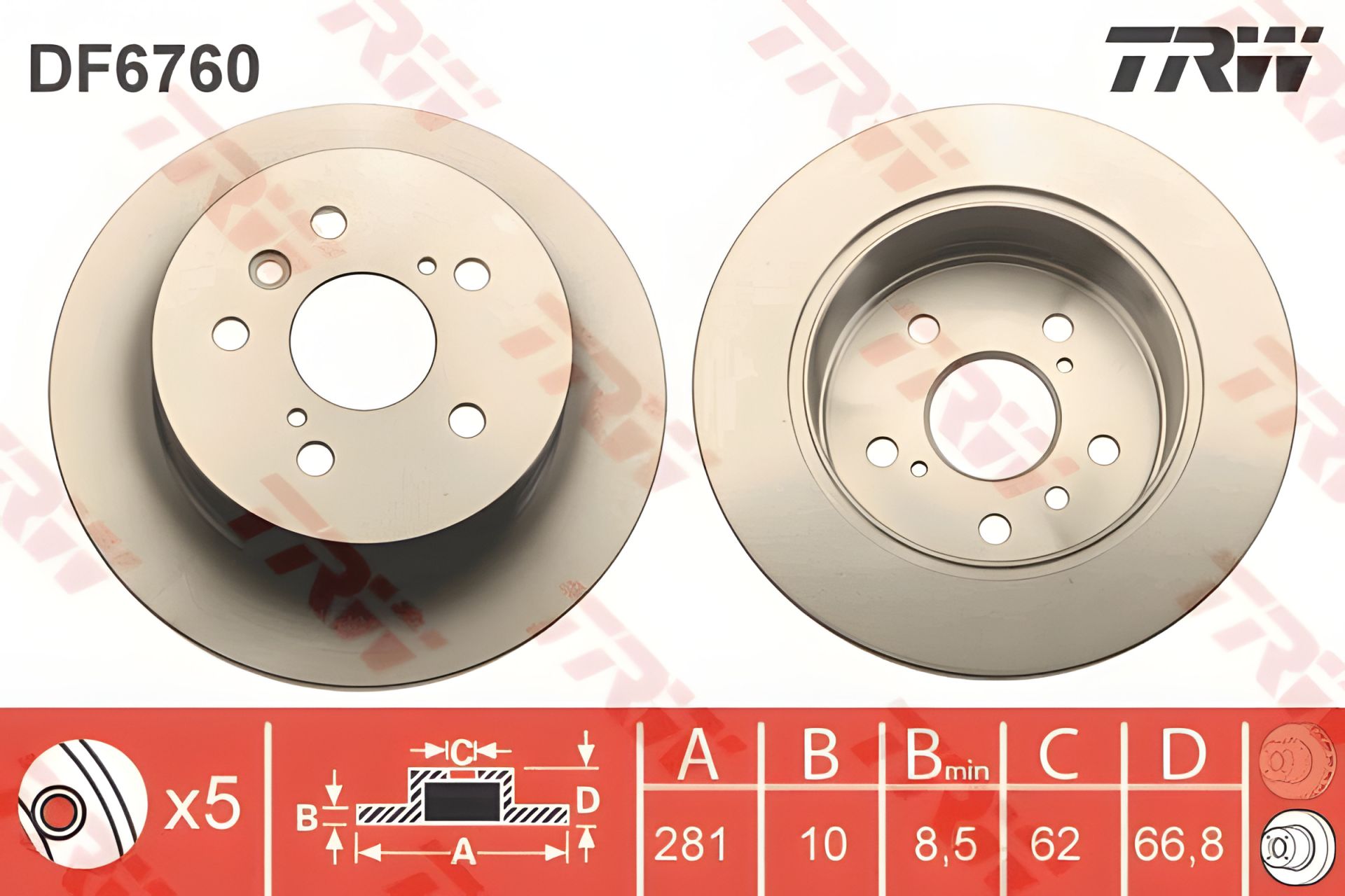 Диск гальмівний LEXUS ES, TOYOTA AVALON, TOYOTA AURION, TRW (DF6760) Диск гальмівний LEXUS ES, TOYOTA AVALON, TOYOTA AURION, TRW (DF6760)