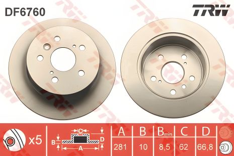 Диск гальмівний LEXUS ES, TOYOTA AVALON, TOYOTA AURION, TRW (DF6760) Диск гальмівний LEXUS ES, TOYOTA AVALON, TOYOTA AURION, TRW (DF6760)