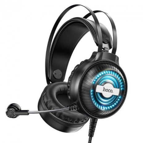 Hаушники HOCO W101 Streamer gaming headphones 2.4m, 3.5mm, USB, LED black