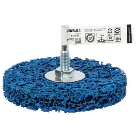 Круг зачистной синий нетканый абразив Ø100мм (коралл) с держателем средняя жесткость SIGMA 9175231