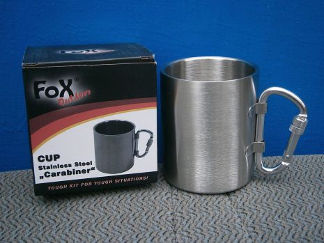 Кружка карабинера 300 мл двойной стенки с помощью карабинной ручки. Fox Outdoor, Германия.