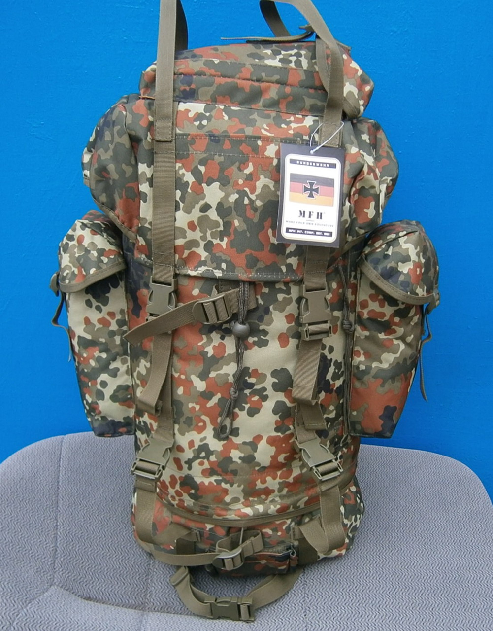 Рюкзак загальновійськовий рейдовий BW 30253V, 65 л. Бундесвер, flecktarn. MFH Int. Comp. Рюкзак загальновійськовий рейдовий BW 30253V, 65 л. Бундесвер, flecktarn. MFH Int. Comp.