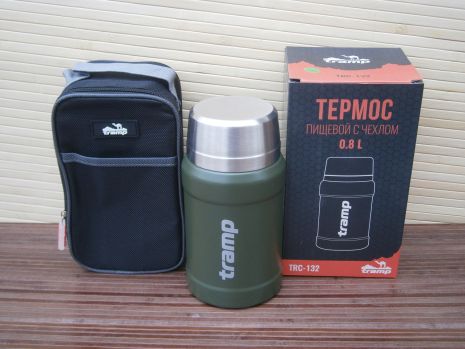 Термос харчової їжі з широким горлом TRAMP TRC-132, 800 мл в чехлі, оливковий