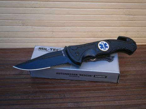 Ніж складаний рятувальний Парамедик Rescue Black Sturm Mil Tec 21 см