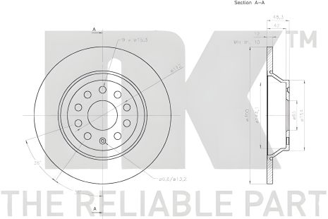 Тормозной диск для SKODA SUPERB и AUDI Q3, NK Тормозной диск для SKODA SUPERB и AUDI Q3, NK