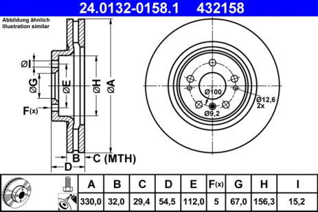 Диск тормозной MERCEDES-BENZ R-CLASS, MERCEDES-BENZ M-CLASS, ATE (24013201581)