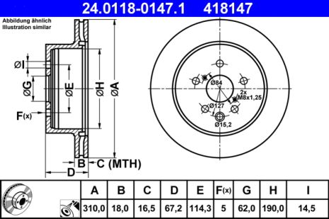 Диск гальмівний TOYOTA MARK, LEXUS GS, LEXUS IS, ATE (24011801471)