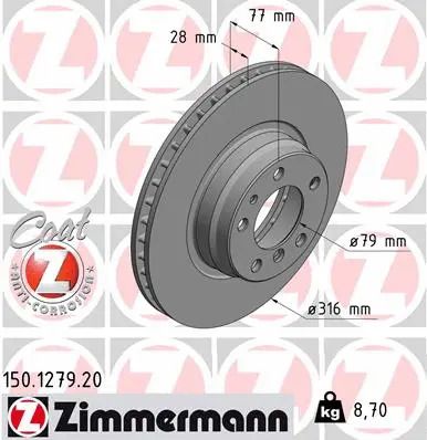 Диск тормозной BMW 7, ZIMMERMANN (150127920)