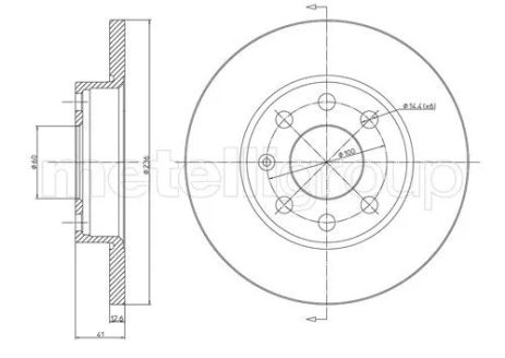 Диск тормозной BEDFORD ASTRAMAX, CHEVROLET CORSA, OPEL CORSA, METELLI (230080)