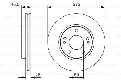 Диск гальмівний CHRYSLER SEBRING, DODGE CALIBER, MITSUBISHI LANCER, BOSCH (0986479S00)