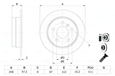 Гальмівний диск MERCEDES-BENZ B-CLASS, MERCEDES-BENZ A-CLASS, BOSCH (0986479235)