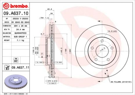 Диск тормозной LANCIA FLAVIA, CHRYSLER (BBDC), DODGE CALIBER, BREMBO (09A63710)