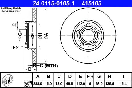 Тормозной диск AUDI A4, AUDI A6, AUDI 100, ATE (24011501051) Тормозной диск AUDI A4, AUDI A6, AUDI 100, ATE (24011501051)