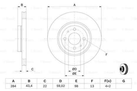 Диск гальмівний LANCIA THEMA, ALFA ROMEO, FIAT IDEA, BOSCH (0986478810)