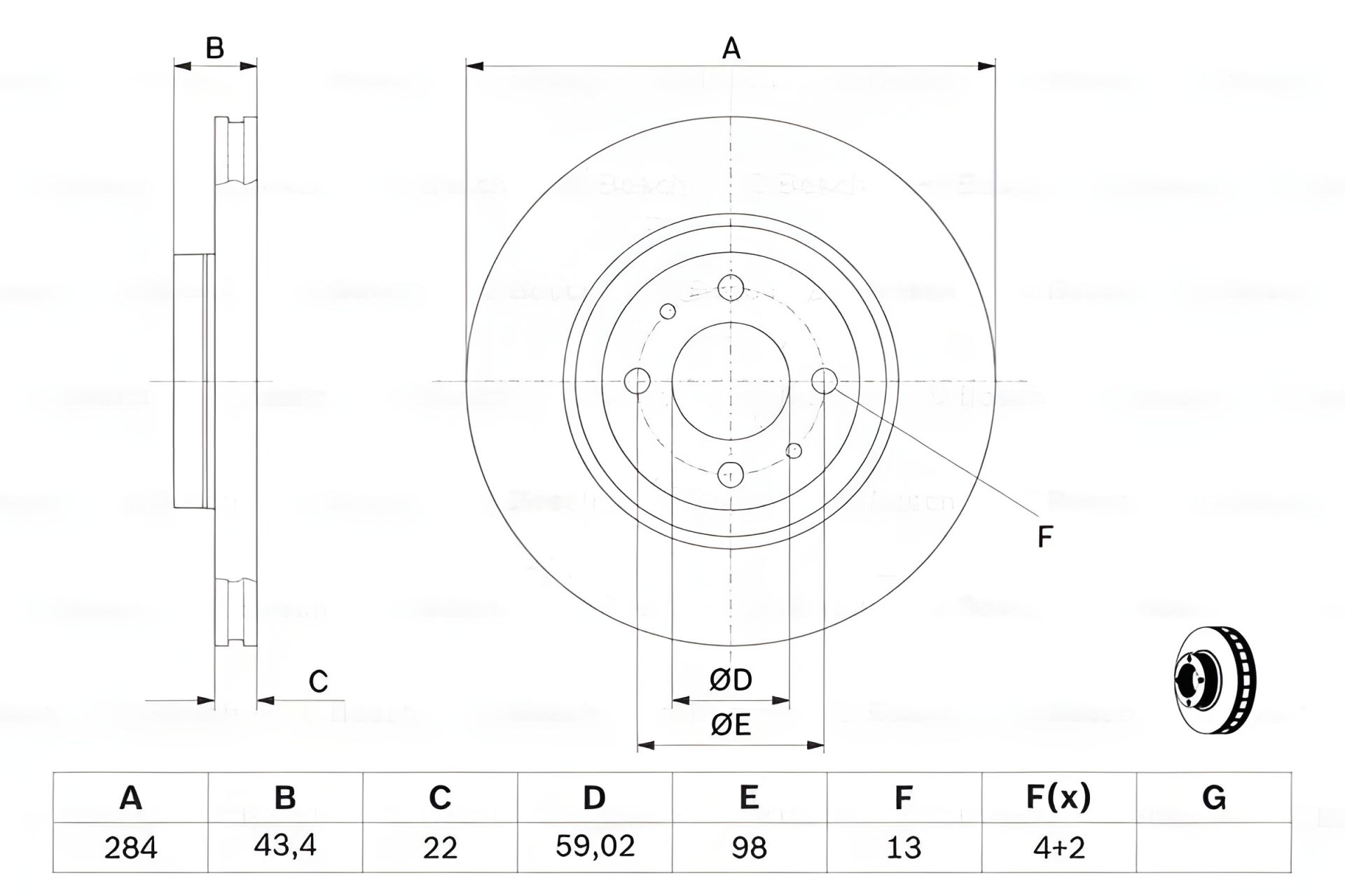 Диск гальмівний LANCIA THEMA, ALFA ROMEO, FIAT IDEA, BOSCH (0986478810) Диск гальмівний LANCIA THEMA, ALFA ROMEO, FIAT IDEA, BOSCH (0986478810)