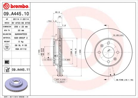 Диск гальмівний KIA (DYK), HYUNDAI (BEIJING), BREMBO (09A44511)