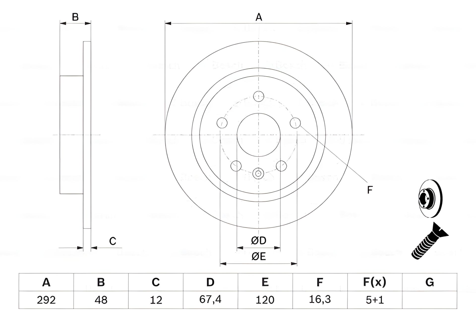 Гальмівний диск для CHEVROLET MALIBU, BOSCH (0986479513) Гальмівний диск для CHEVROLET MALIBU, BOSCH (0986479513)
