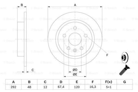 Диск гальмівний CHEVROLET MALIBU, SAAB 9-5, OPEL INSIGNIA, BOSCH (0986479513)