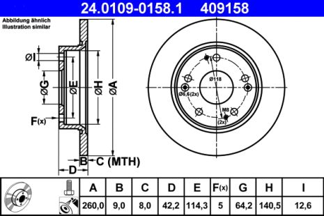 Диск тормозной HONDA CIVIC, ATE (24010901581) Диск тормозной HONDA CIVIC, ATE (24010901581)