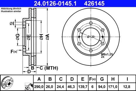 Гальмівний диск MITSUBISHI PAJERO, ATE (24012601451) Гальмівний диск MITSUBISHI PAJERO, ATE (24012601451)