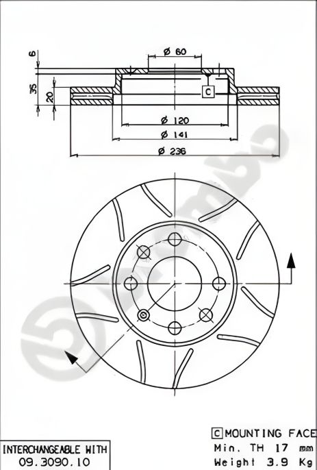 Тормозной диск для CHEVROLET LANOS, DAEWOO NEXIA, DAEWOO LANOS, BREMBO (09309075) Тормозной диск для CHEVROLET LANOS, DAEWOO NEXIA, DAEWOO LANOS, BREMBO (09309075)