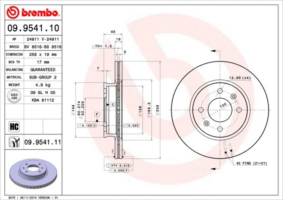 Диск гальмівний INOKOM GETZ, HYUNDAI GETZ, BREMBO (09954111) Диск гальмівний INOKOM GETZ, HYUNDAI GETZ, BREMBO (09954111)
