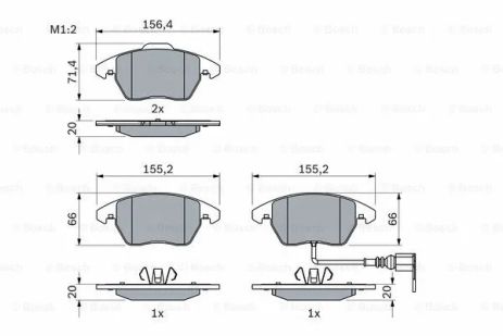 Комплект тормозных колодок, дисковый тормоз SKODA FABIA, SEAT TOLEDO, BOSCH (0986424797)