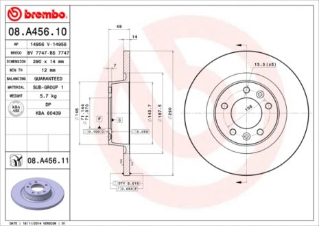 Диск гальмівний TOYOTA PROACE, CITROËN JUMPY, BREMBO (08A45610)