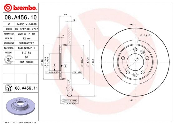 Диск гальмівний TOYOTA PROACE, CITROËN JUMPY, BREMBO (08A45610) Диск гальмівний TOYOTA PROACE, CITROËN JUMPY, BREMBO (08A45610)