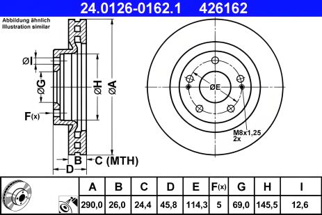Диск тормозной MITSUBISHI GRANDIS, ATE (24012601621) Диск тормозной MITSUBISHI GRANDIS, ATE (24012601621)