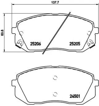 Комплект гальмівних колодок JAC REFINE, KIA SOUL, HYUNDAI ix35, BREMBO (P30056)