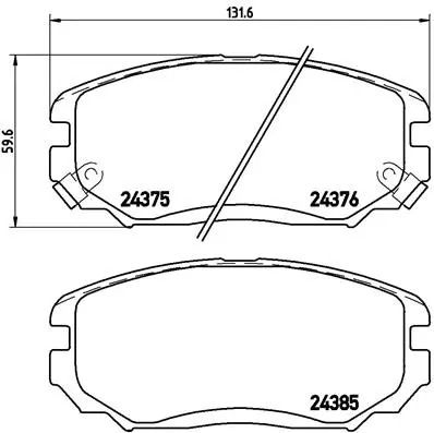 Комплект тормозных колодок HYUNDAI GRANDEUR, KIA OPIRUS, HYUNDAI SONATA, BREMBO (P30038)