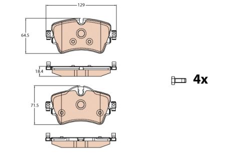 Комплект гальмівних колодок BMW 2, BMW 1, TRW (GDB2087)