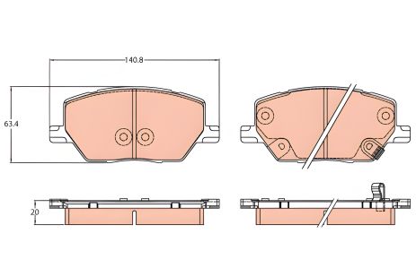 Набор тормозных колодок FIAT 500X, JEEP COMPASS, JEEP RENEGADE, TRW (GDB3629)