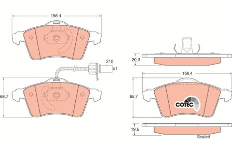 Комплект гальмівних колодок VW KOMBI, VW TRANSPORTER, TRW (GDB1391)