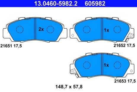 Комплект тормозных колодок для HONDA ODYSSEY, SMX, INTEGRA, ATE (13046059822)