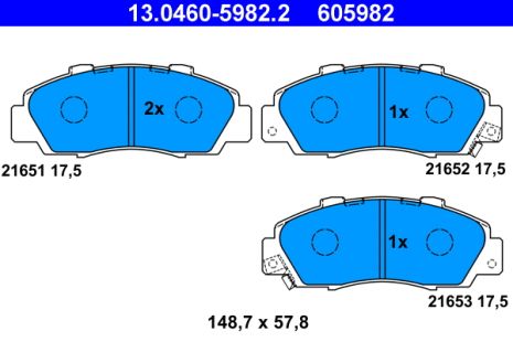 Комплект тормозных колодок HONDA ODYSSEY, HONDA SMX, HONDA INTEGRA, ATE (13046059822)