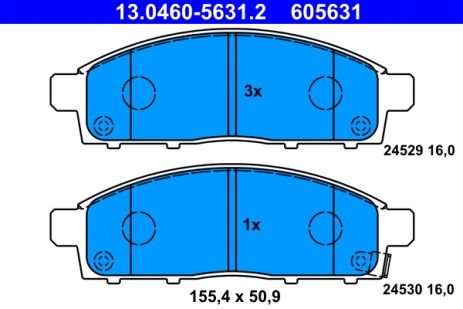 Комплект гальмівних колодок FIAT FULLBACK, MITSUBISHI ZINGER, ATE (13046056312)