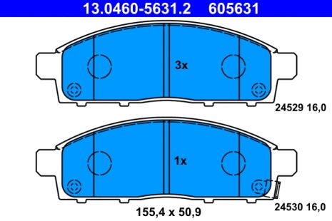 Комплект тормозных колодок FIAT FULLBACK, MITSUBISHI ZINGER, ATE (13046056312)