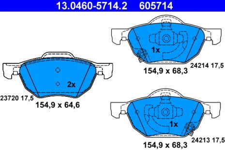 Комплект тормозных колодок HONDA ACCORD, ATE (13046057142)