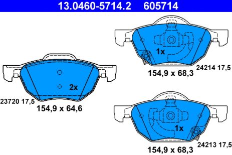 Комплект тормозных колодок HONDA ACCORD, ATE (13046057142)